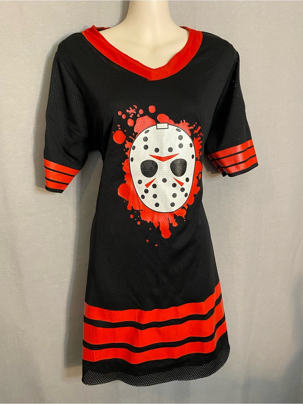 Black & Red Horror Mask Graphic Jersey Dress